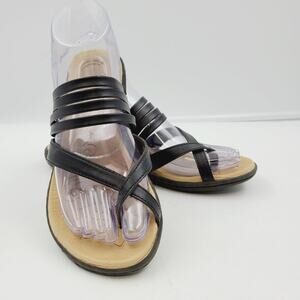 BOC Alisha Vegan Leather Strappy Sandals Black Size 7 EUC